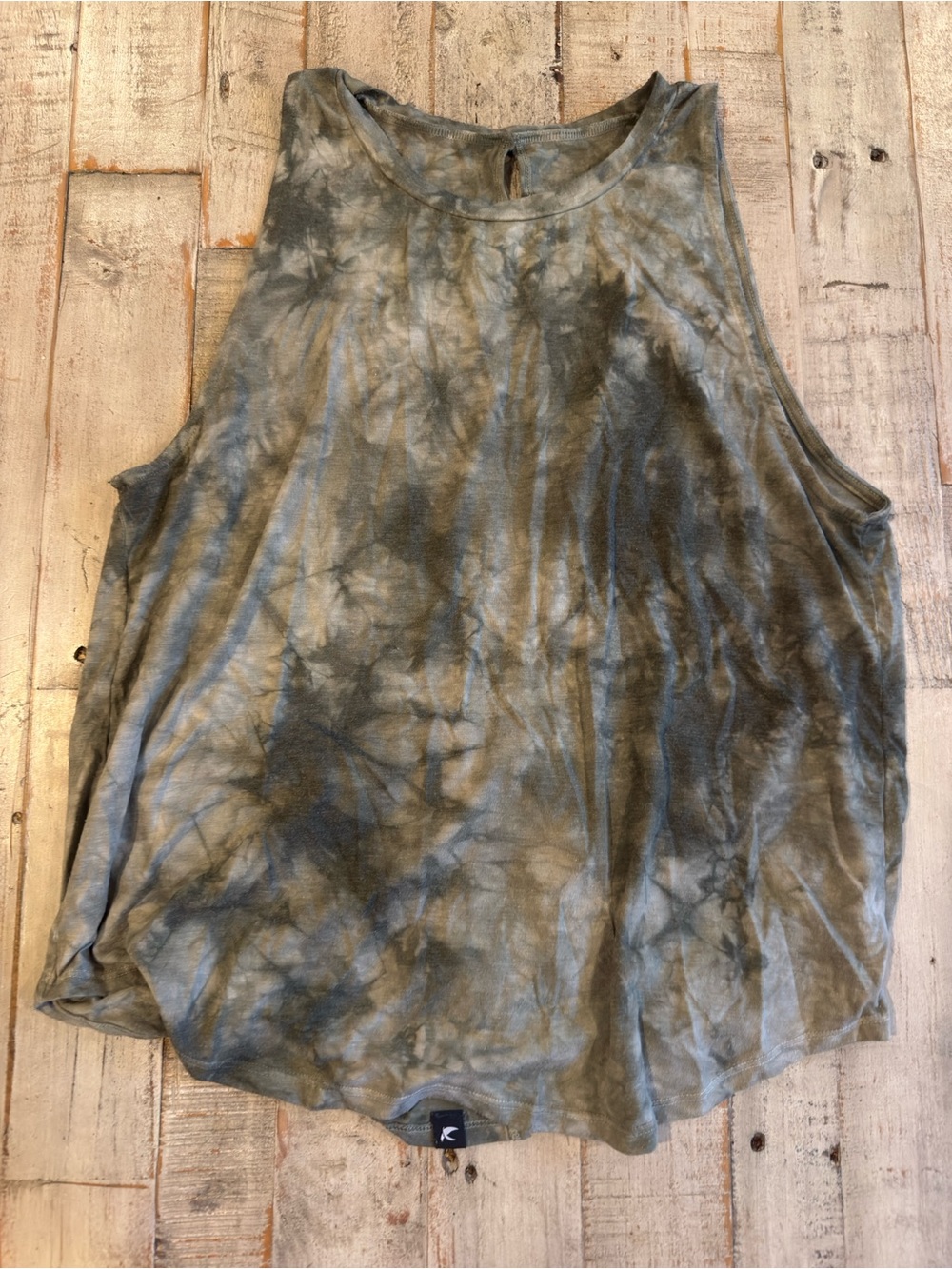Kyodan Olive Green Tie-Dye Tank Top